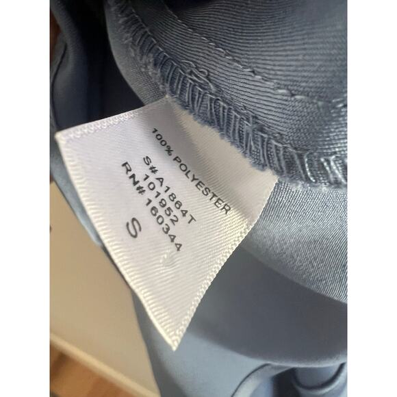 Bobbles & Lace Off the Shoulder Satin Cocktail Dress Shirt Sky Blue Size Small - Picture 8 of 8